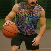 Pride Graffiti Wall Sleeveless Zip Hoodie Speak Your Truth, Embrace Your Color