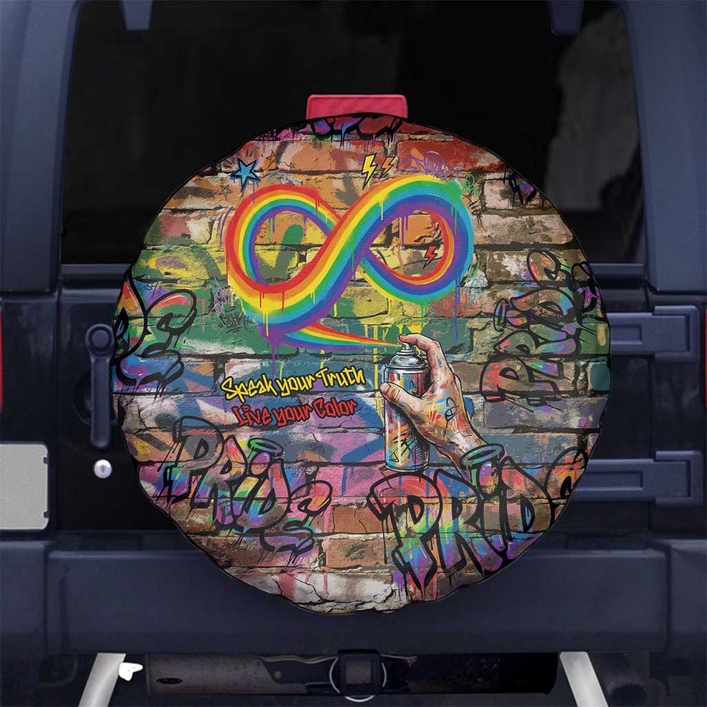Pride Graffiti Wall Spare Tire Cover Speak Your Truth, Embrace Your Color