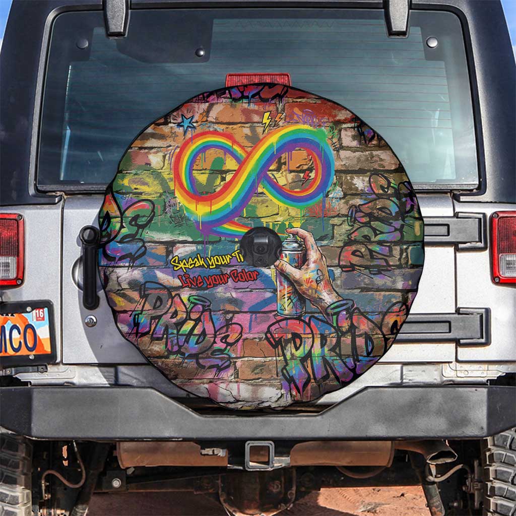 Pride Graffiti Wall Spare Tire Cover Speak Your Truth, Embrace Your Color