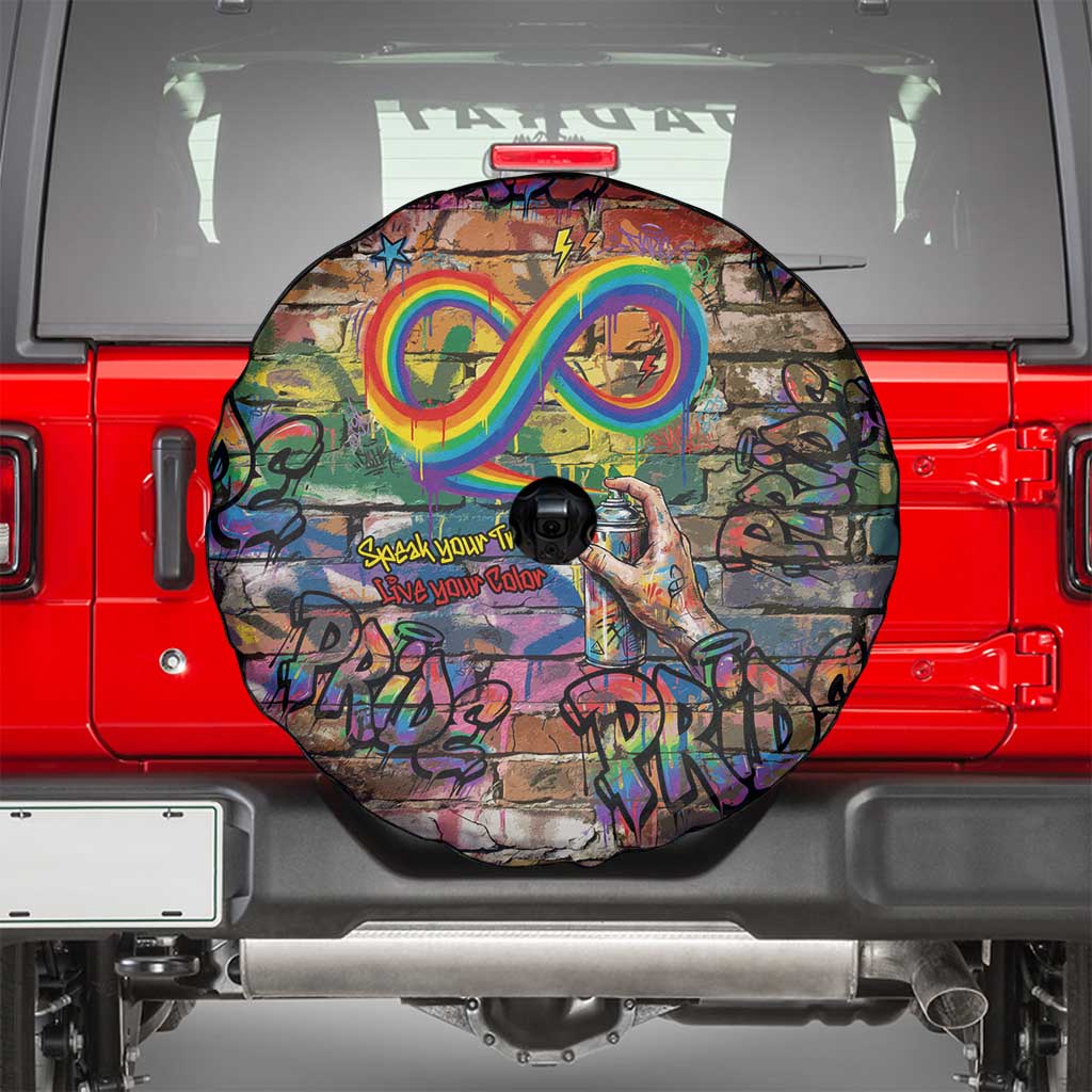 Pride Graffiti Wall Spare Tire Cover Speak Your Truth, Embrace Your Color