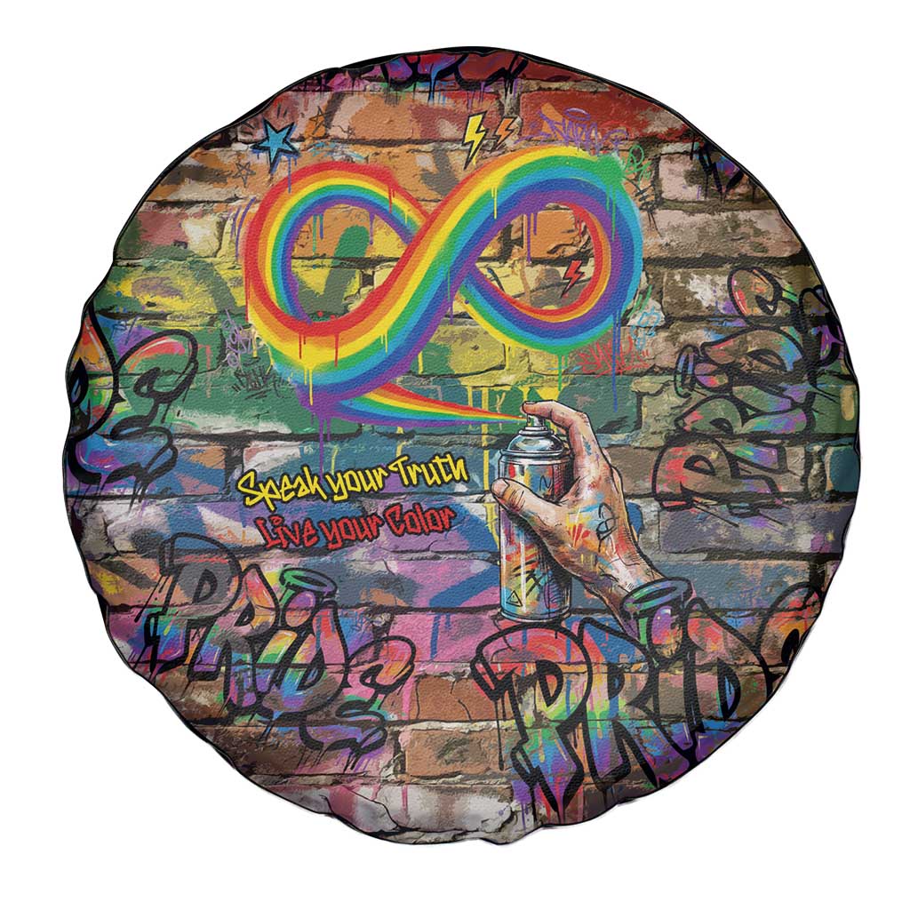 Pride Graffiti Wall Spare Tire Cover Speak Your Truth, Embrace Your Color