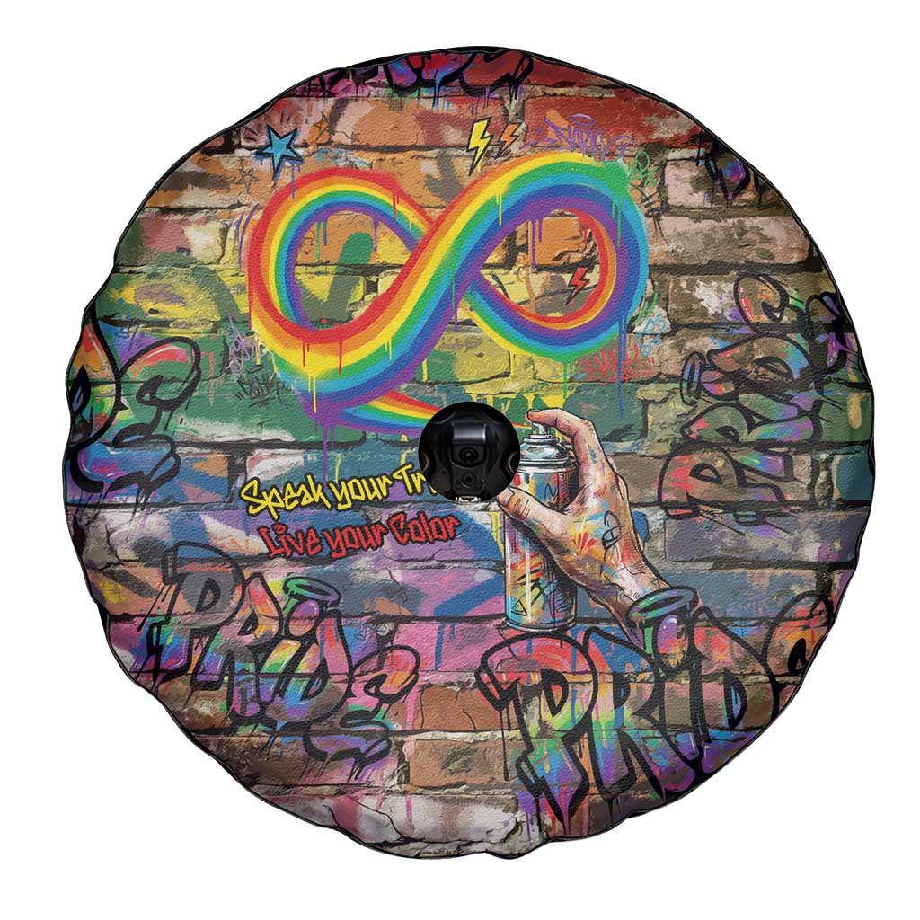 Pride Graffiti Wall Spare Tire Cover Speak Your Truth, Embrace Your Color