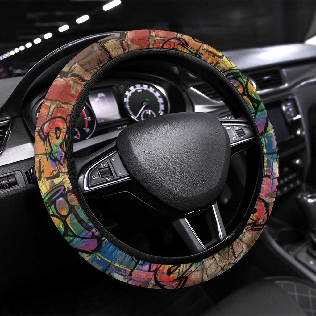 Pride Graffiti Wall Steering Wheel Cover Speak Your Truth, Embrace Your Color