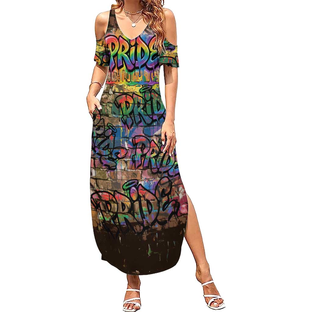 Pride Graffiti Wall Summer Maxi Dress Speak Your Truth, Embrace Your Color