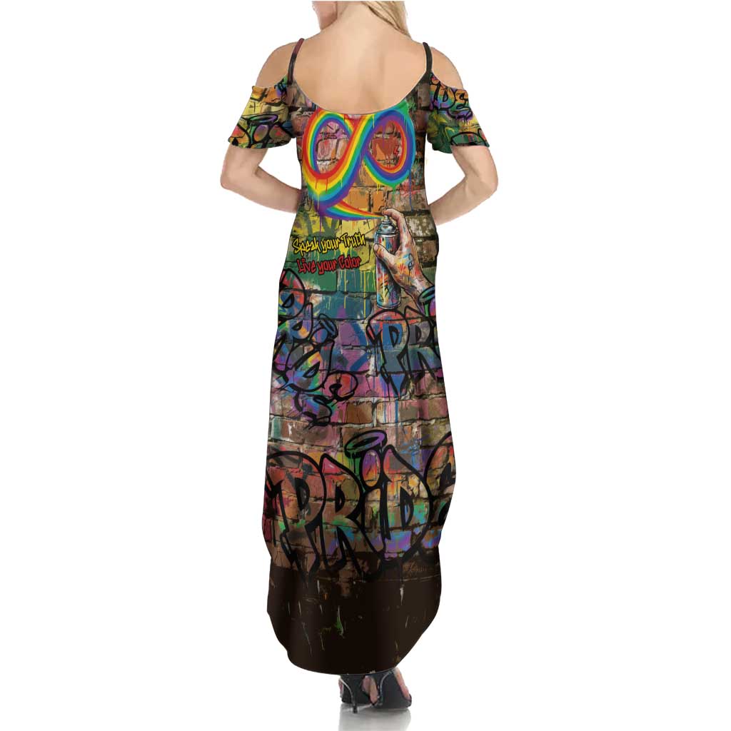 Pride Graffiti Wall Summer Maxi Dress Speak Your Truth, Embrace Your Color