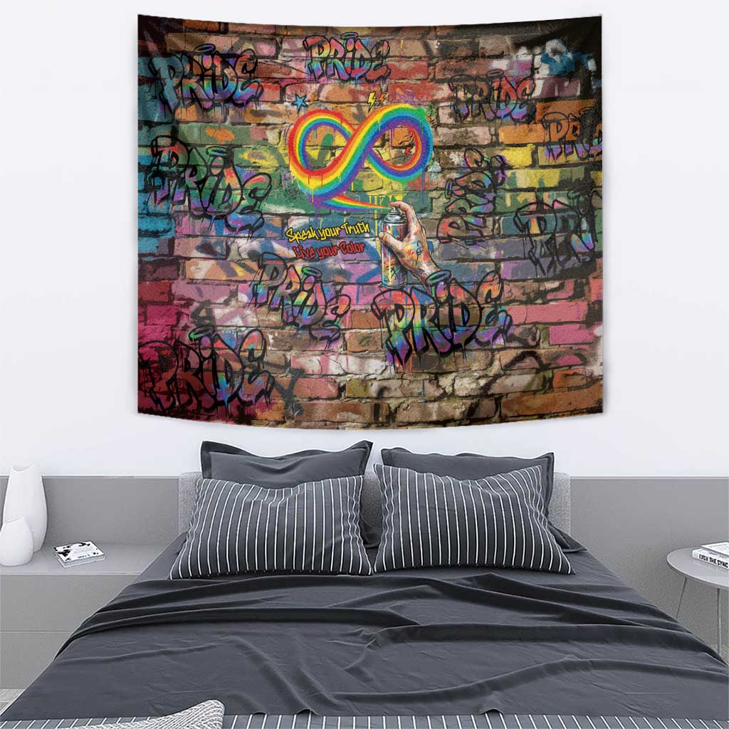 Pride Graffiti Wall Tapestry Speak Your Truth, Embrace Your Color