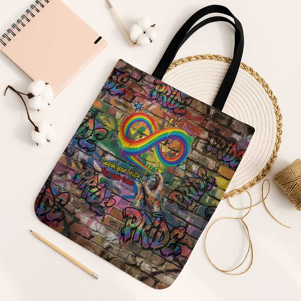 Pride Graffiti Wall Tote Bag Speak Your Truth, Embrace Your Color