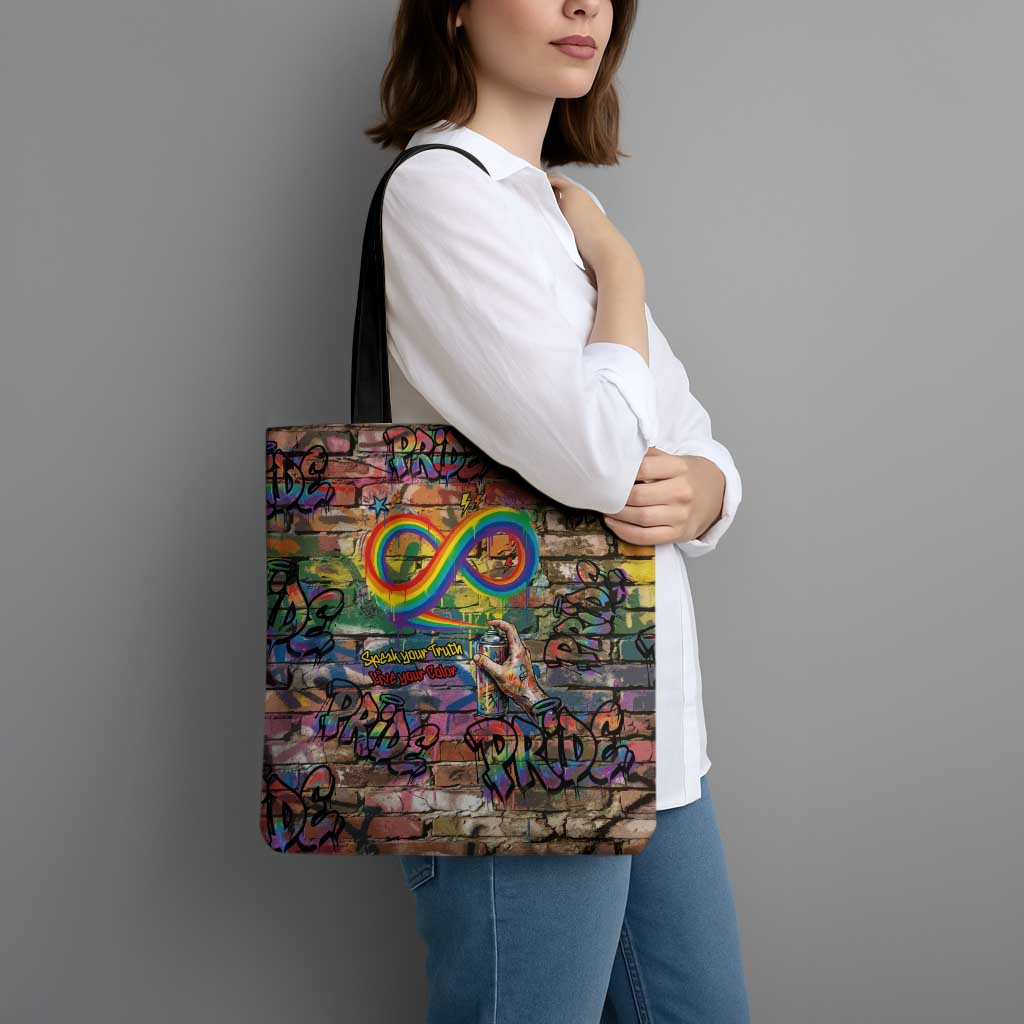 Pride Graffiti Wall Tote Bag Speak Your Truth, Embrace Your Color