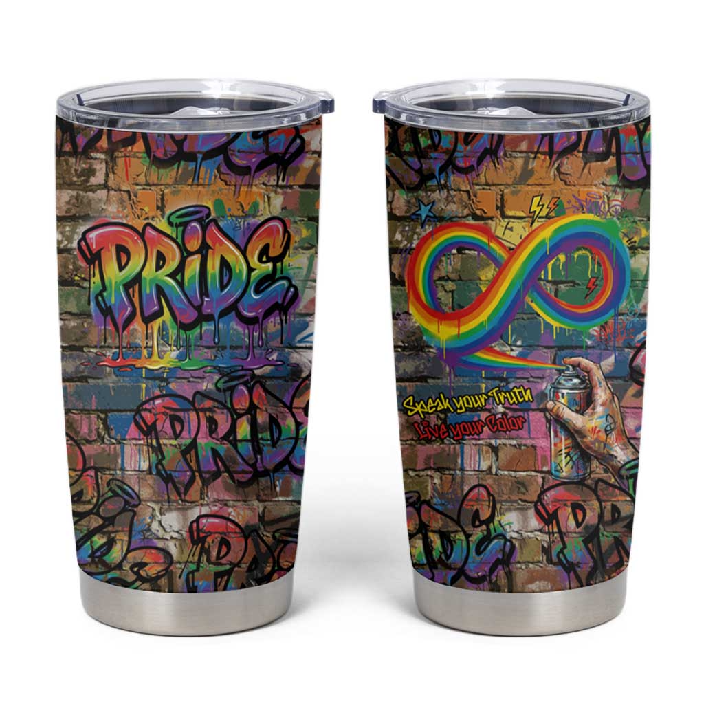 Pride Graffiti Wall Tumbler Cup Speak Your Truth, Embrace Your Color