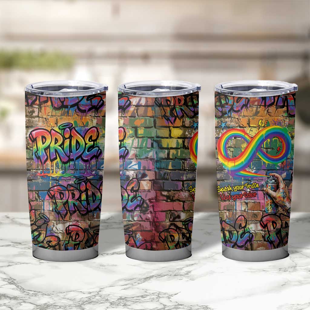 Pride Graffiti Wall Tumbler Cup Speak Your Truth, Embrace Your Color