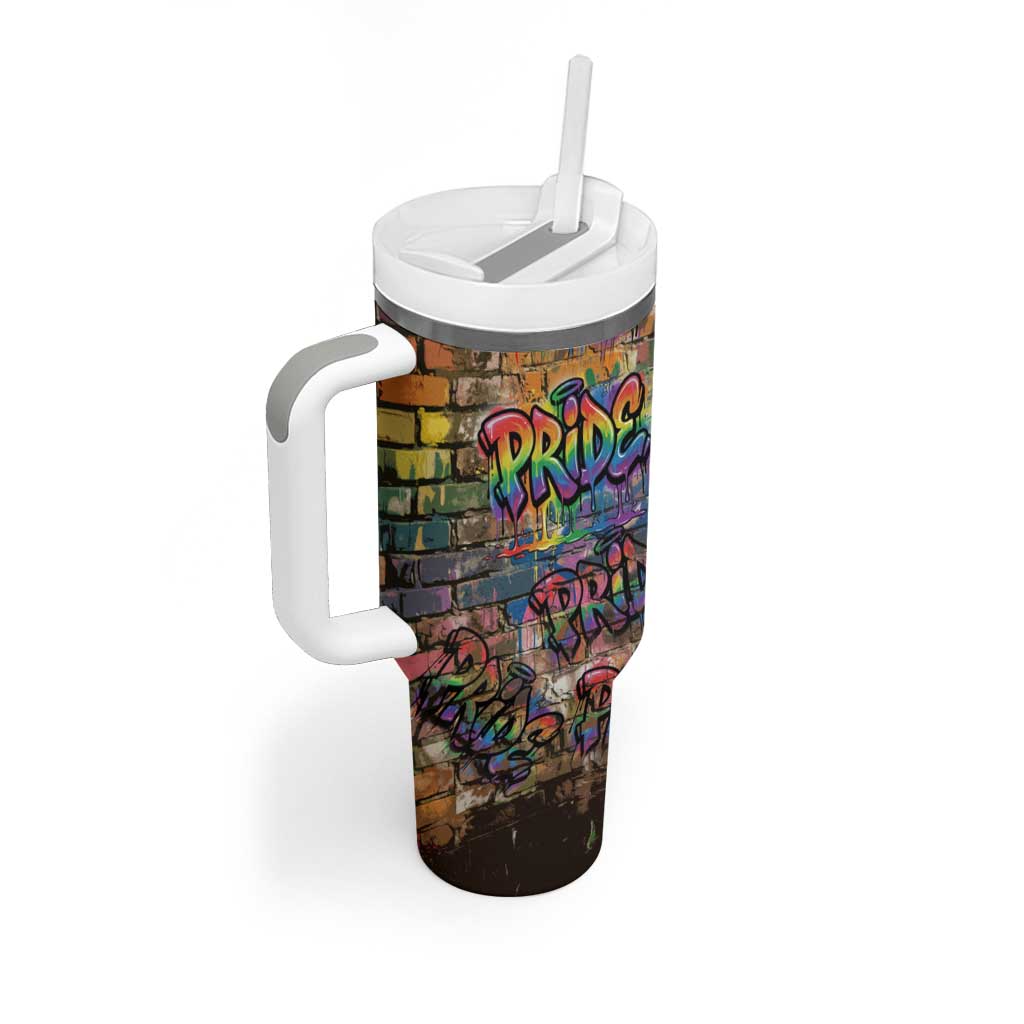 Pride Graffiti Wall Tumbler With Handle Speak Your Truth, Embrace Your Color