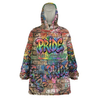 Pride Graffiti Wall Wearable Blanket Hoodie Speak Your Truth, Embrace Your Color