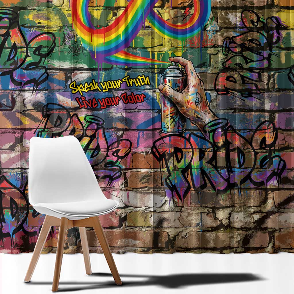 Pride Graffiti Wall Window Curtain Speak Your Truth, Embrace Your Color