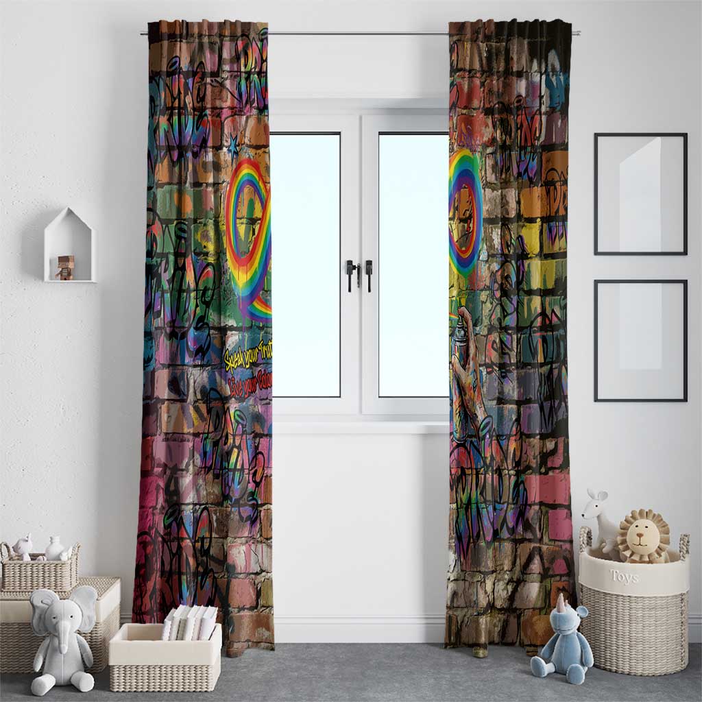 Pride Graffiti Wall Window Curtain Speak Your Truth, Embrace Your Color