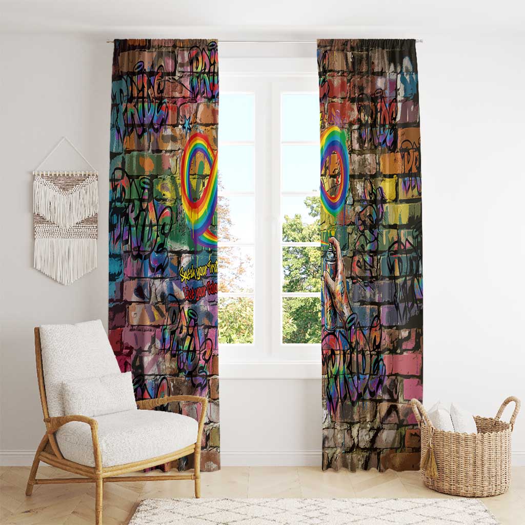 Pride Graffiti Wall Window Curtain Speak Your Truth, Embrace Your Color