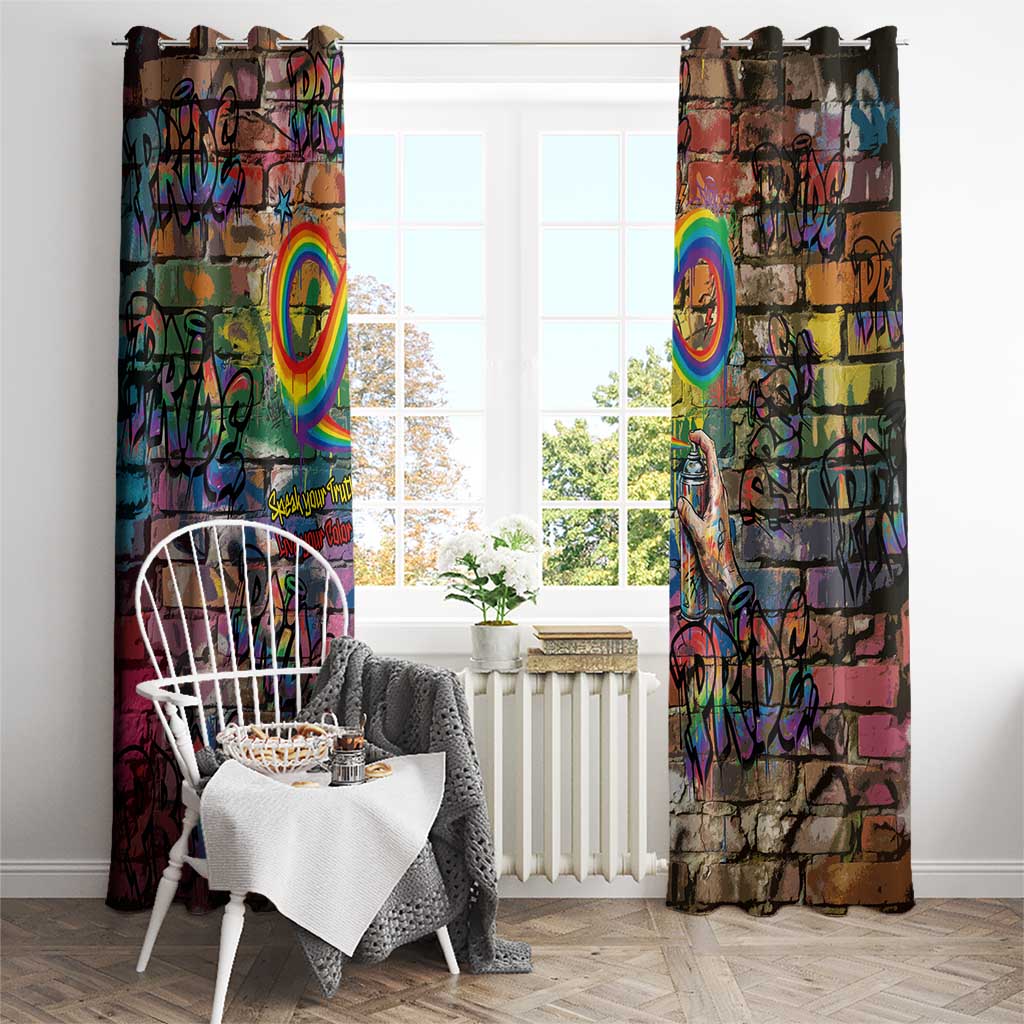 Pride Graffiti Wall Window Curtain Speak Your Truth, Embrace Your Color