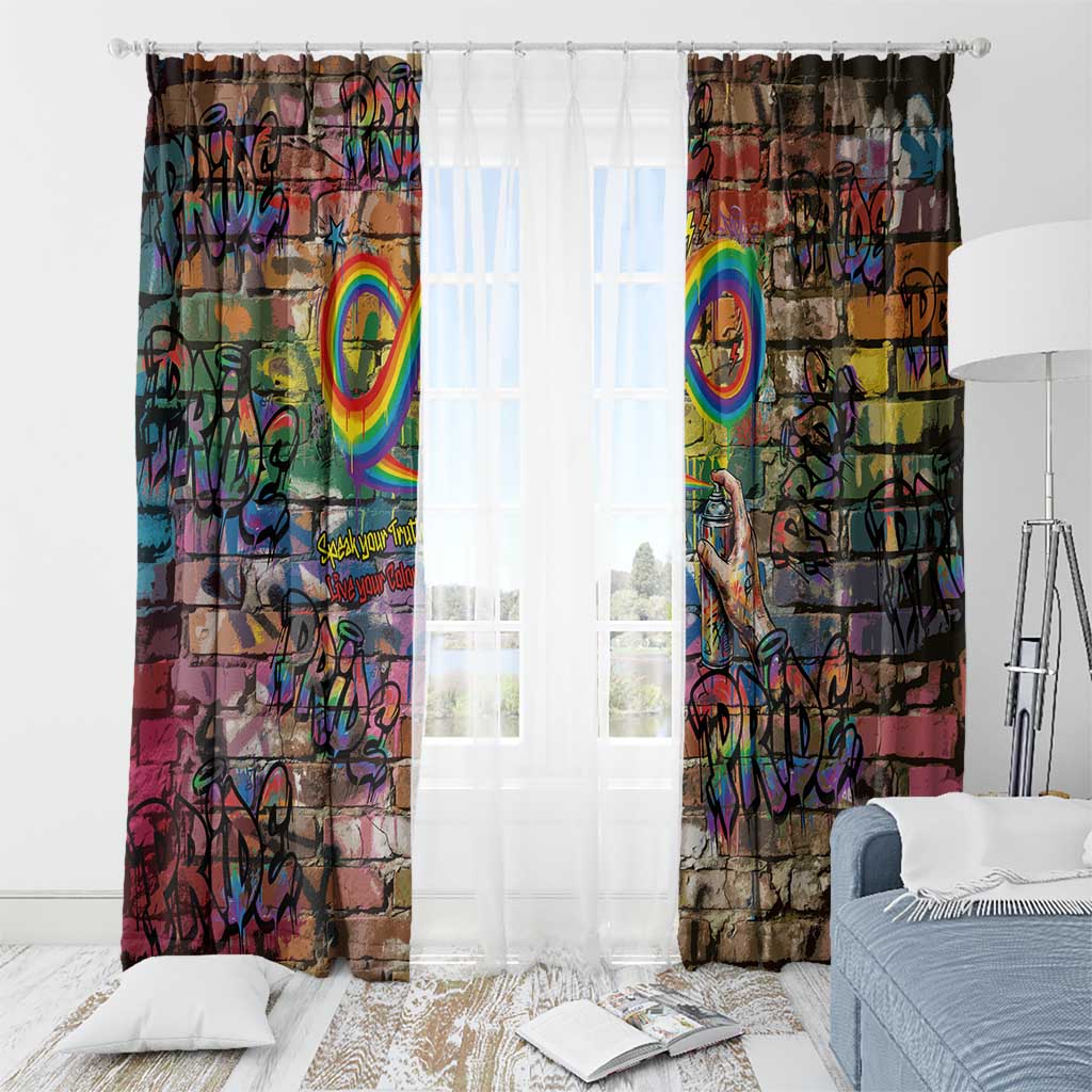 Pride Graffiti Wall Window Curtain Speak Your Truth, Embrace Your Color