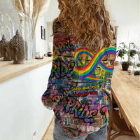 Pride Graffiti Wall Women Casual Shirt Speak Your Truth, Embrace Your Color