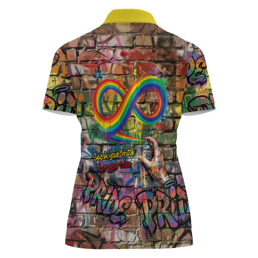 Pride Graffiti Wall Women Polo Shirt Speak Your Truth, Embrace Your Color