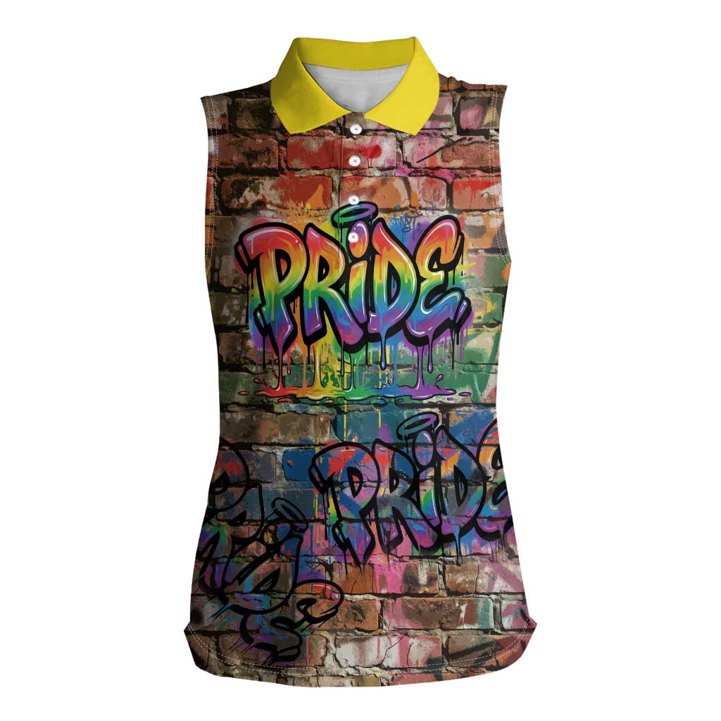 Pride Graffiti Wall Women Sleeveless Polo Shirt Speak Your Truth, Embrace Your Color