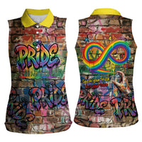 Pride Graffiti Wall Women Sleeveless Polo Shirt Speak Your Truth, Embrace Your Color