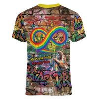 Pride Graffiti Wall Women V-Neck T-Shirt Speak Your Truth, Embrace Your Color