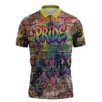 Pride Graffiti Wall Zipper Polo Shirt Speak Your Truth, Embrace Your Color