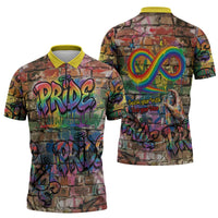 Pride Graffiti Wall Zipper Polo Shirt Speak Your Truth, Embrace Your Color