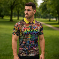 Pride Graffiti Wall Zipper Polo Shirt Speak Your Truth, Embrace Your Color