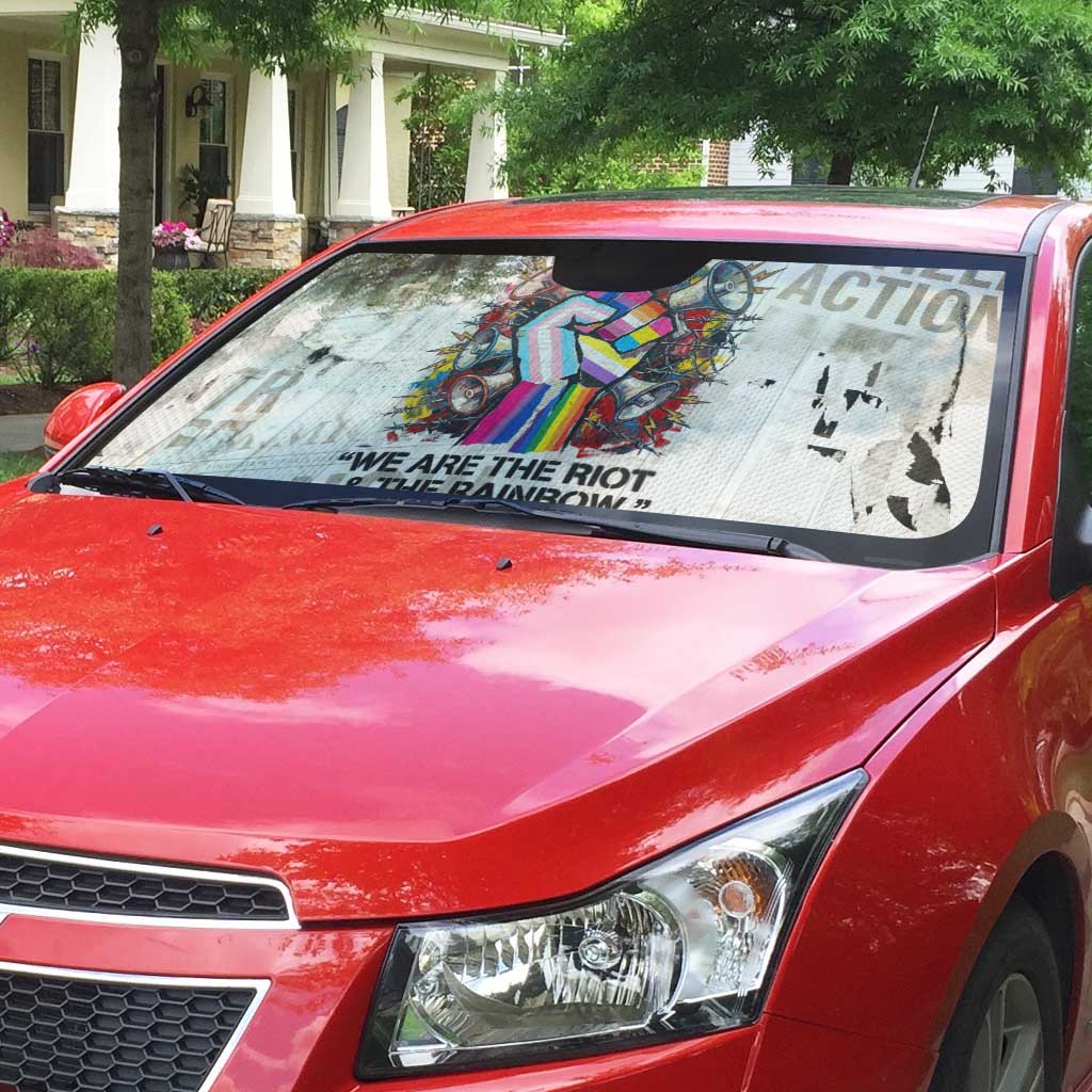 Loud & Proud Auto Sun Shade Riot and the Rainbow Protest Art