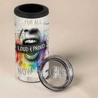 Loud & Proud 4 in 1 Can Cooler Tumbler Riot and the Rainbow Protest Art