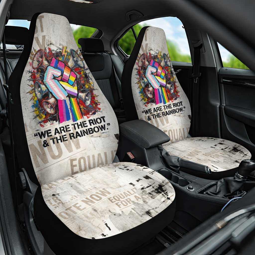 Loud & Proud Car Seat Cover Riot and the Rainbow Protest Art