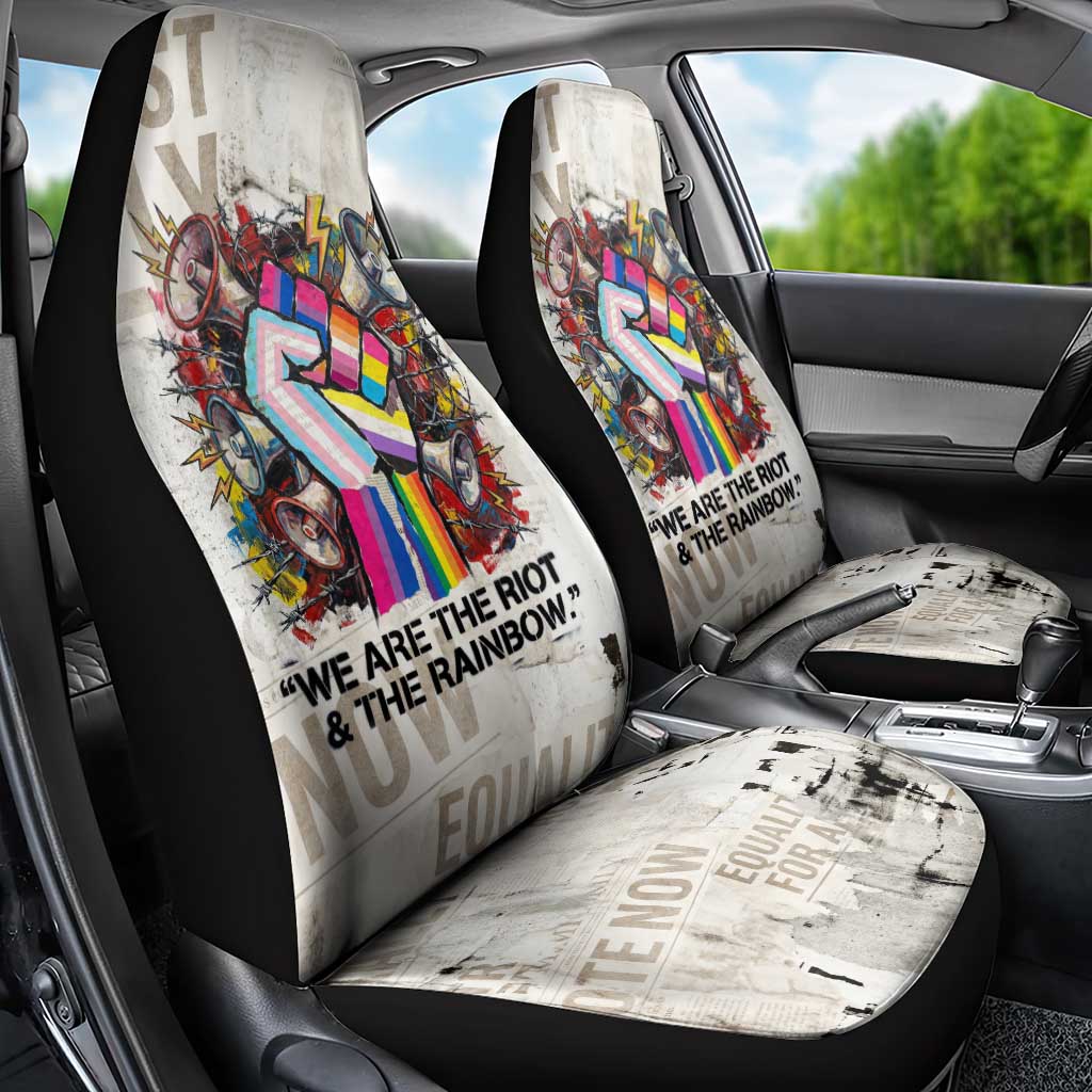 Loud & Proud Car Seat Cover Riot and the Rainbow Protest Art