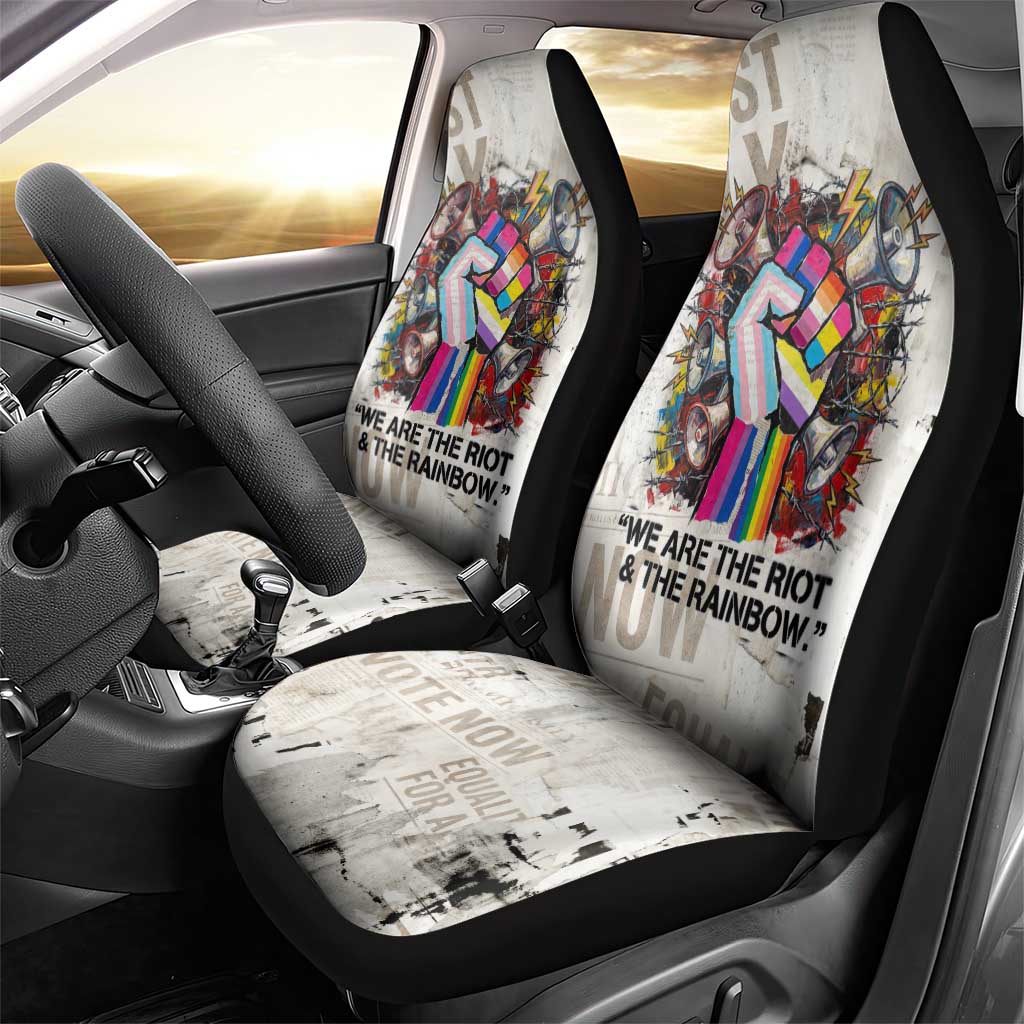 Loud & Proud Car Seat Cover Riot and the Rainbow Protest Art