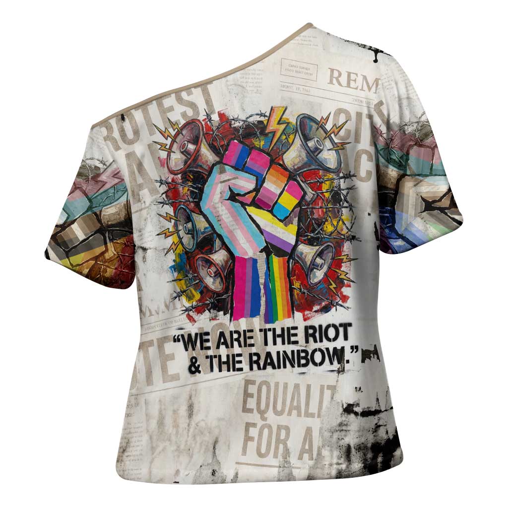 Loud & Proud Cross Shoulder Shirt Riot and the Rainbow Protest Art