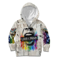 Loud & Proud Kid Hoodie Riot and the Rainbow Protest Art