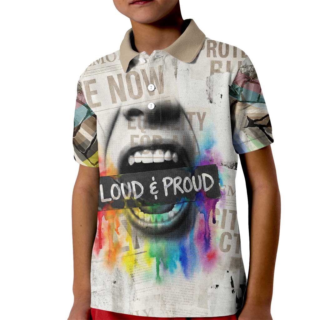 Loud & Proud Kid Polo Shirt Riot and the Rainbow Protest Art