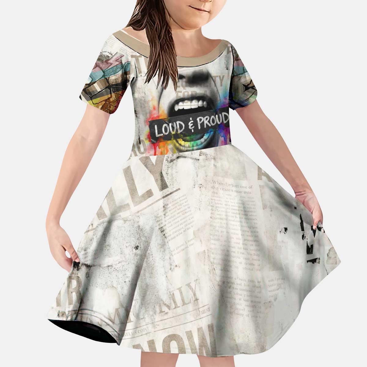 Loud & Proud Kid Short Sleeve Dress Riot and the Rainbow Protest Art