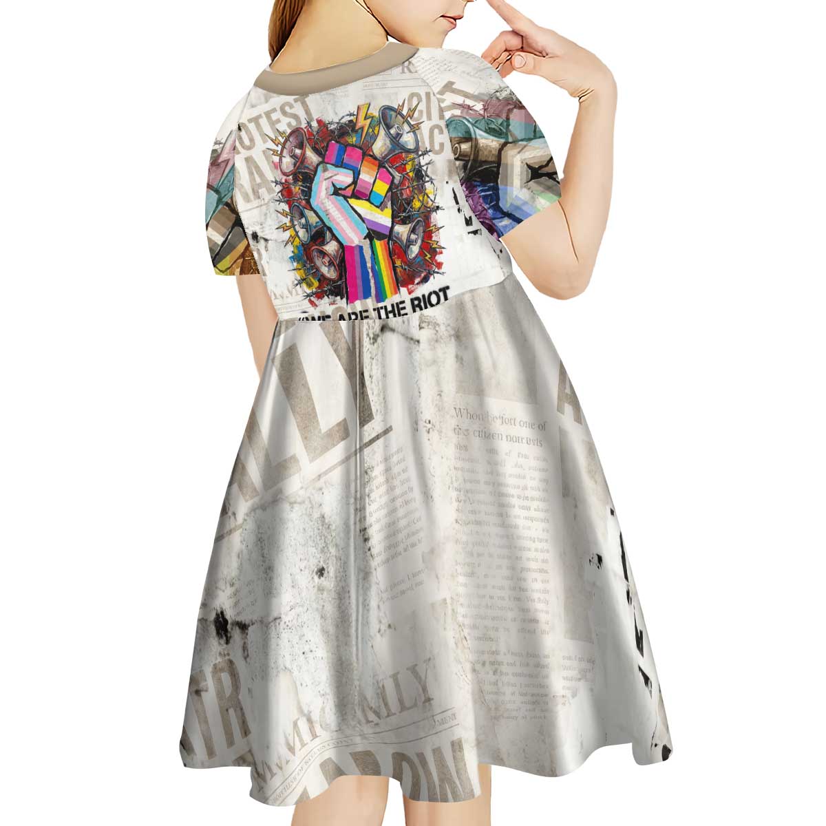 Loud & Proud Kid Short Sleeve Dress Riot and the Rainbow Protest Art