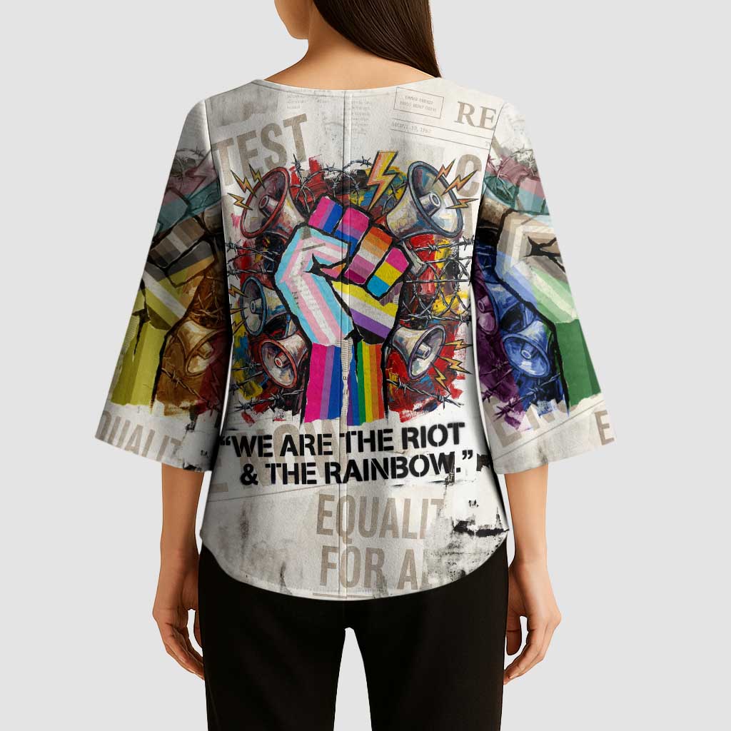 Loud & Proud Kimono Sleeve Blouse Riot and the Rainbow Protest Art