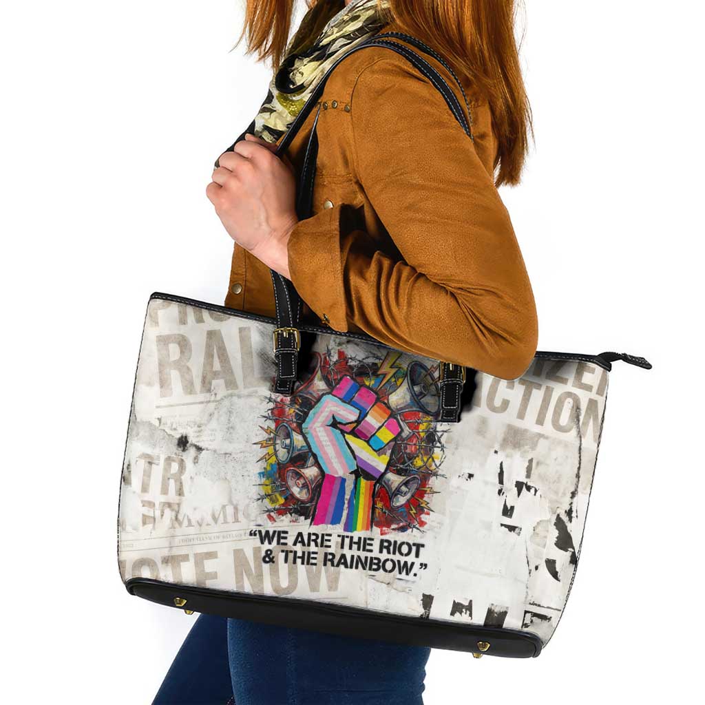 Loud & Proud Leather Tote Bag Riot and the Rainbow Protest Art