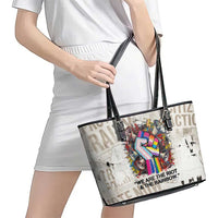 Loud & Proud Leather Tote Bag Riot and the Rainbow Protest Art