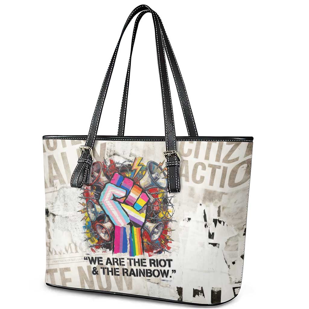 Loud & Proud Leather Tote Bag Riot and the Rainbow Protest Art