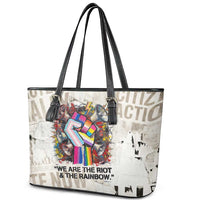 Loud & Proud Leather Tote Bag Riot and the Rainbow Protest Art