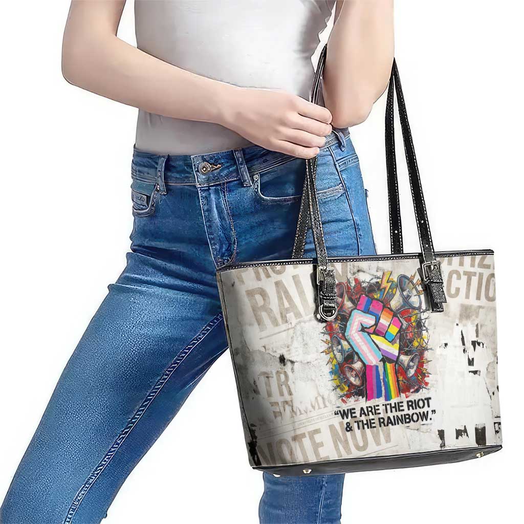 Loud & Proud Leather Tote Bag Riot and the Rainbow Protest Art