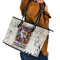 Loud & Proud Leather Tote Bag Riot and the Rainbow Protest Art