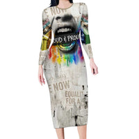 Loud & Proud Long Sleeve Bodycon Dress Riot and the Rainbow Protest Art