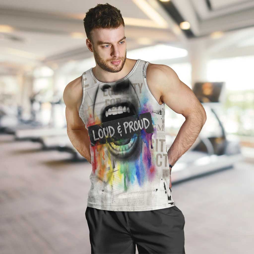 Loud & Proud Men Tank Top Riot and the Rainbow Protest Art