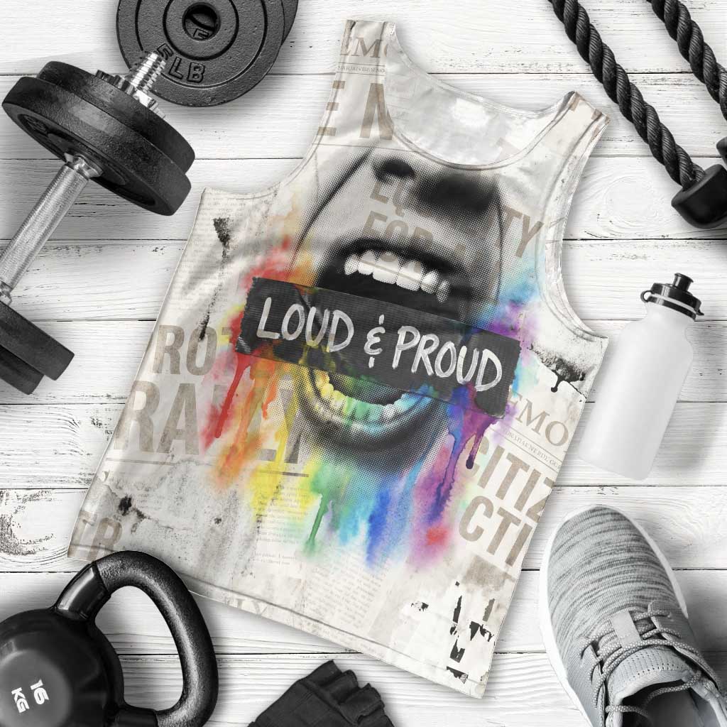 Loud & Proud Men Tank Top Riot and the Rainbow Protest Art