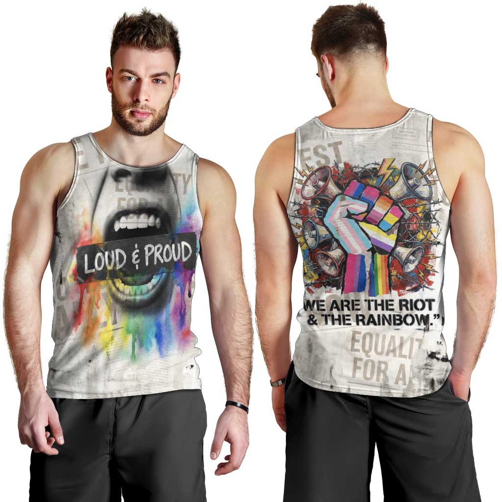 Loud & Proud Men Tank Top Riot and the Rainbow Protest Art